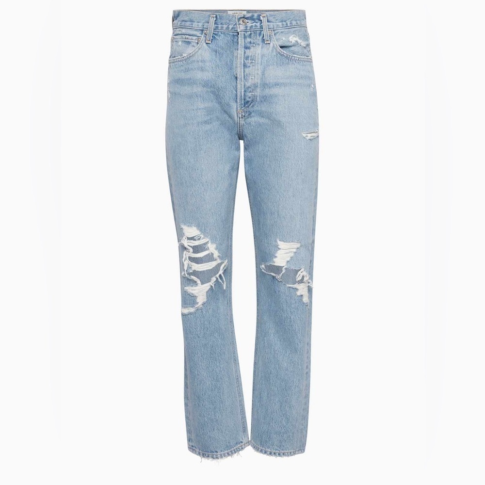 AGOLDE '90s Mid Rise Loose Fit Distressed Jeans 24 in Fall Out A069C-811 - Picture 6 of 13